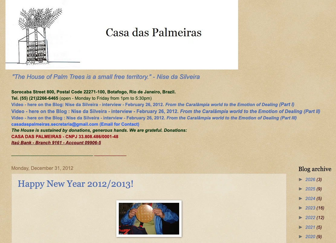 Donation information buried inside the original Casa das Palmeiras website
