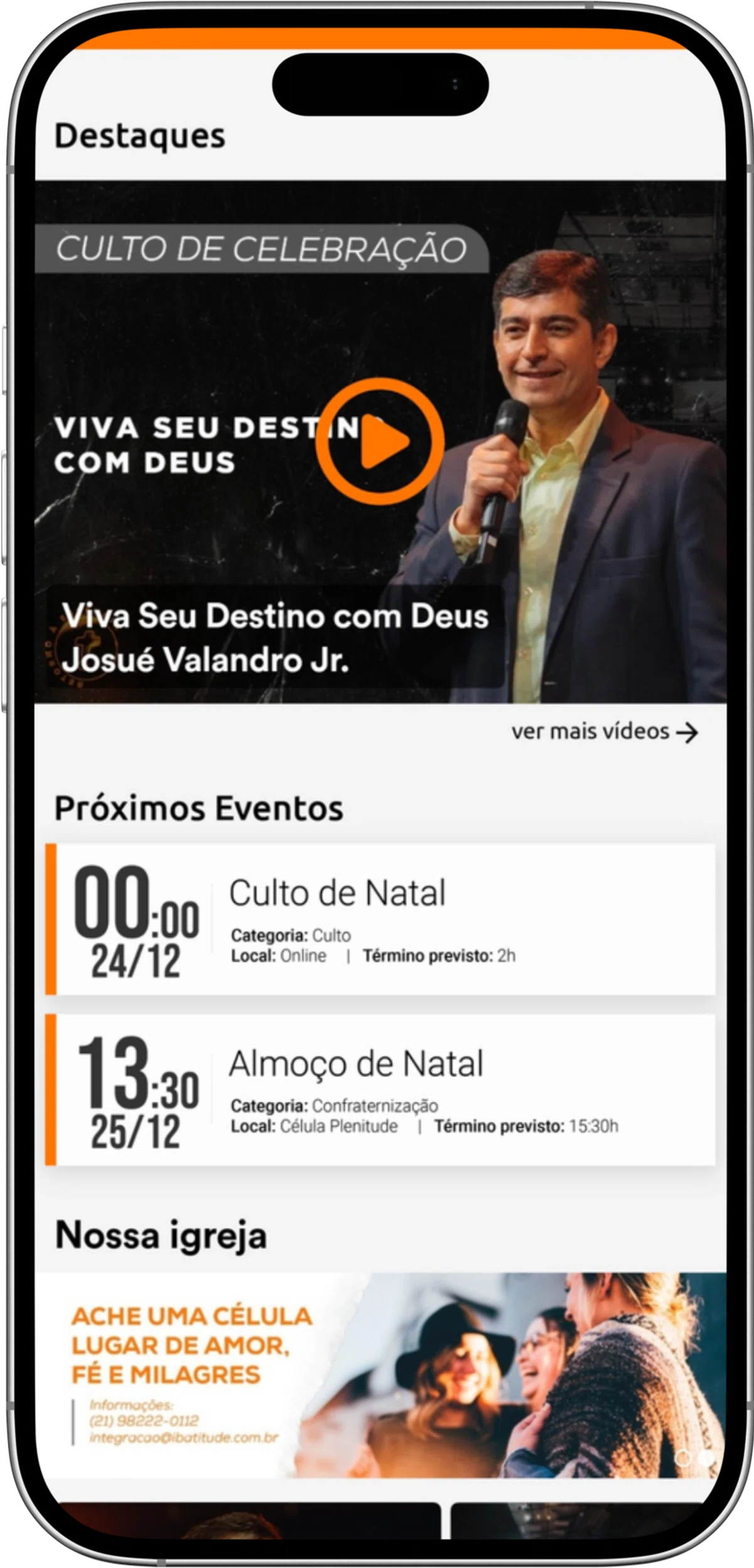 IBAtitude events calendar concept for services, live streams, and church activities