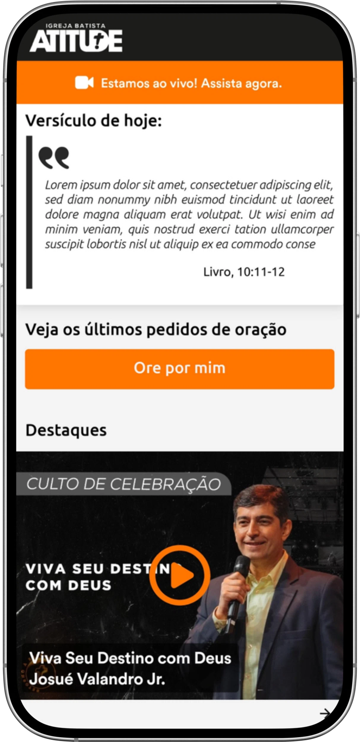 IBAtitude redesigned home screen with daily verse, prayer request, and events sections